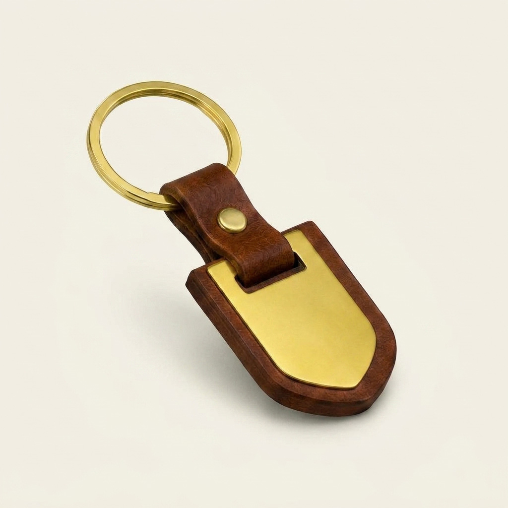 جاکلیدی چرمی عسلی طلایی شیلد کد KL-112 - تصویر 1